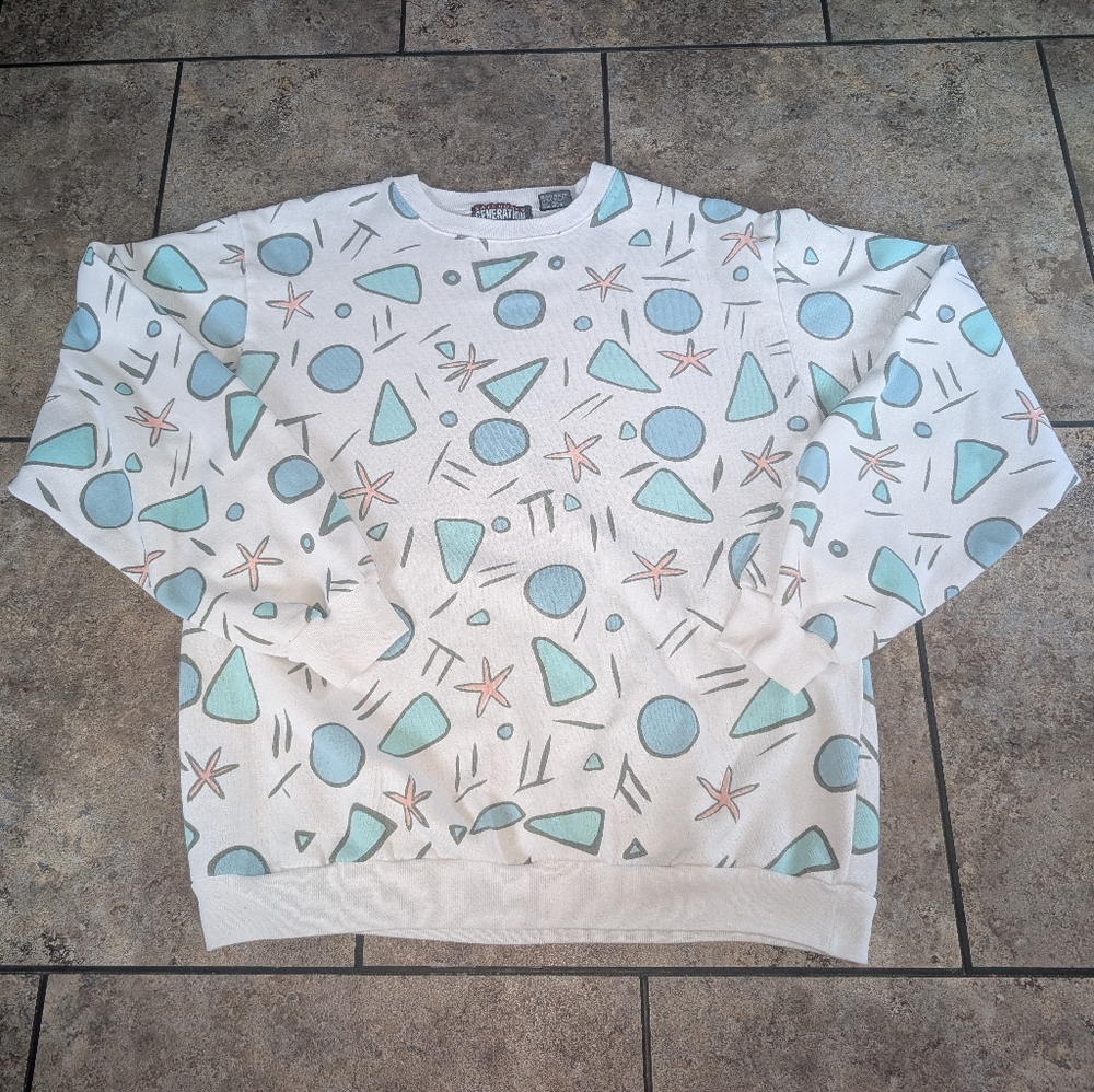 Saturday's Generation Vintage 90s All Over Print Ladies Medium Sweatshirt